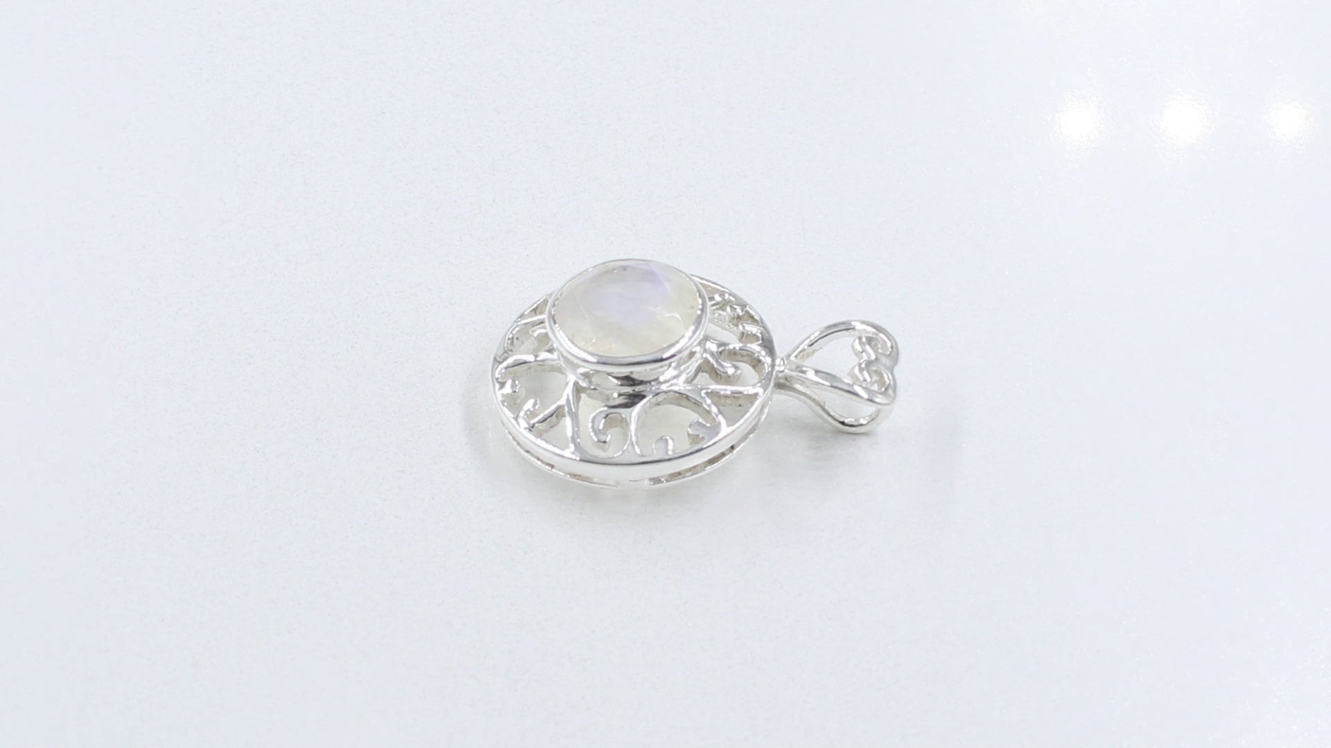 925 Sterling Silver Rainbow Moonstone Ethnic Pendant