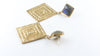 Brass Labradorite Stud Earrings with Hammered Texture Engraving