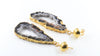 Hypoallergenic Brass Tobacco Geode Slice Agate Drusy Drop Earrings
