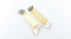 Brass Labradorite Dangle Earrings with Diamond Hammered Texture