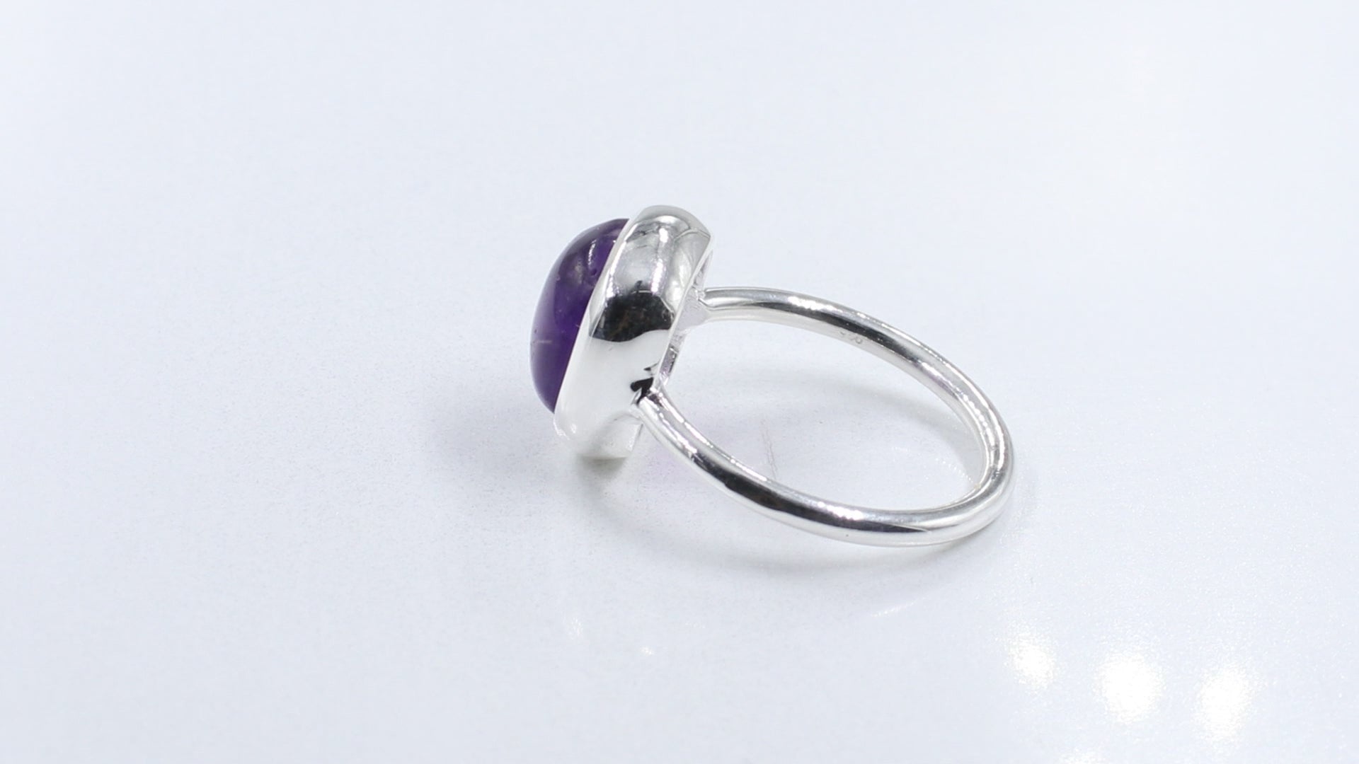 Handmade 925 Sterling Silver Brazil Cabochon Amethyst Ring